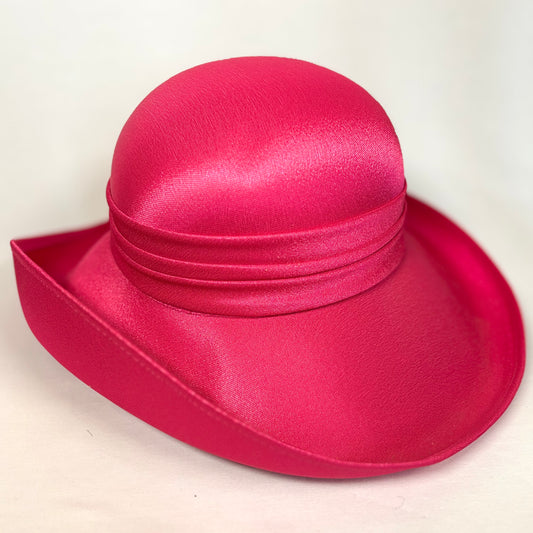 Soft red wide-brim hat with textured curved design