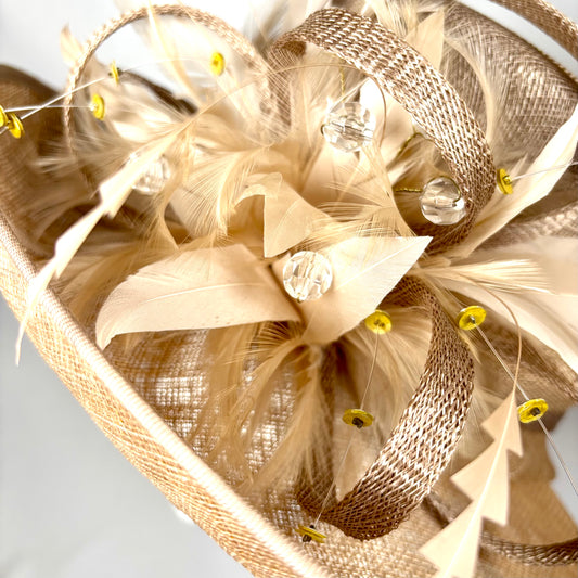 Brown occasion hat with bold bow design