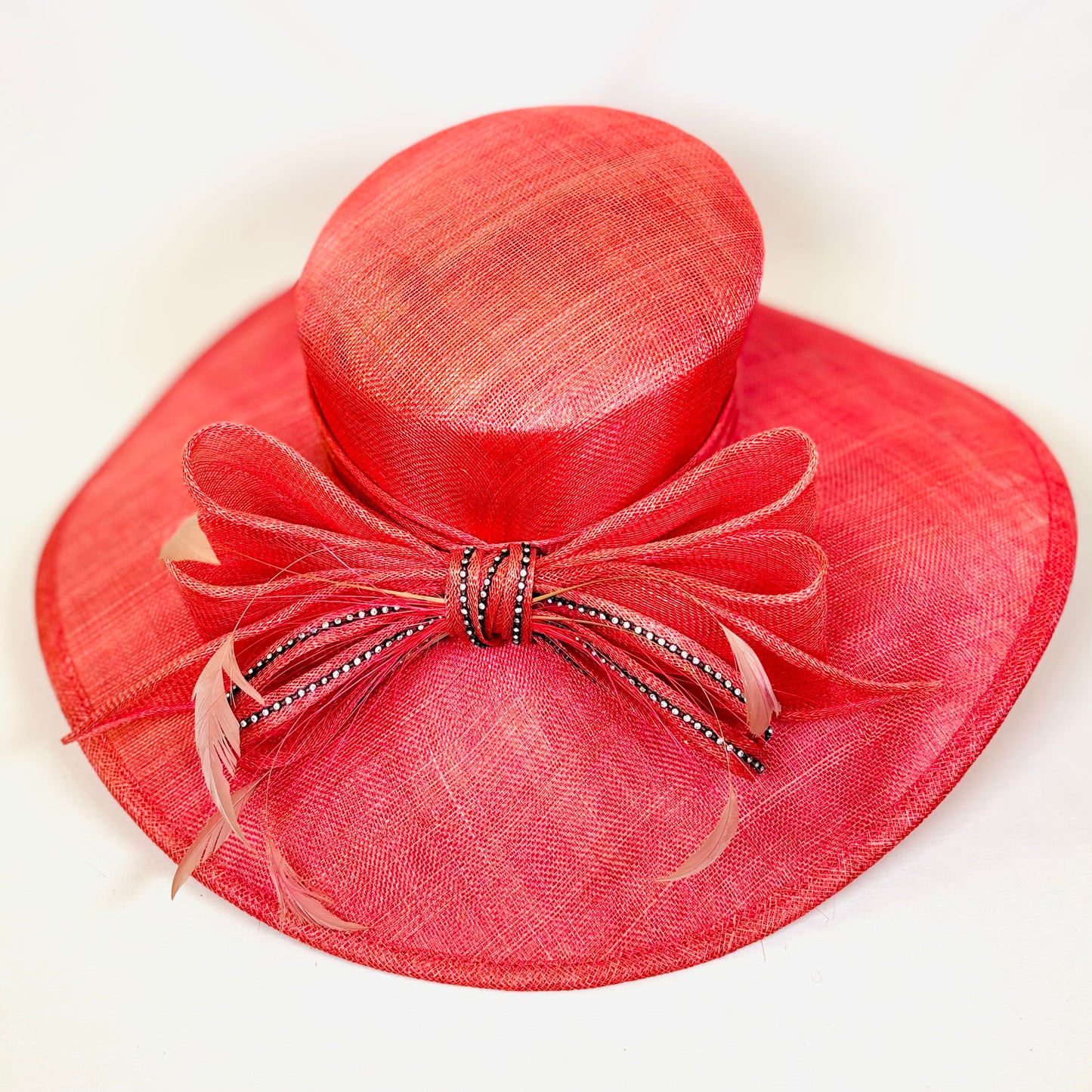Cerise wide brim occasion hat