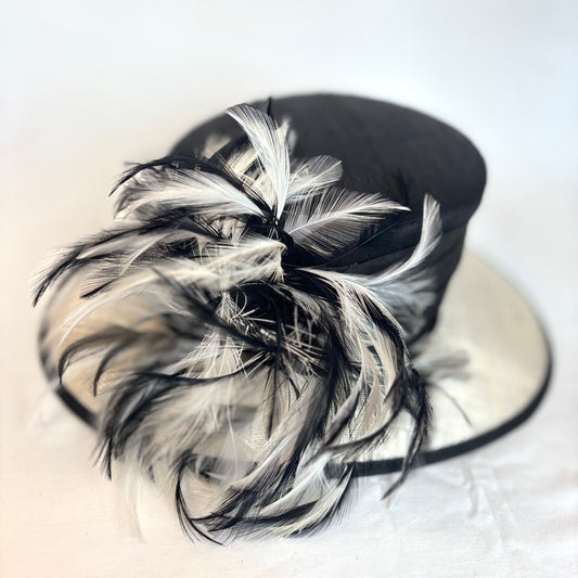 Black and White feathered statement occasion hat