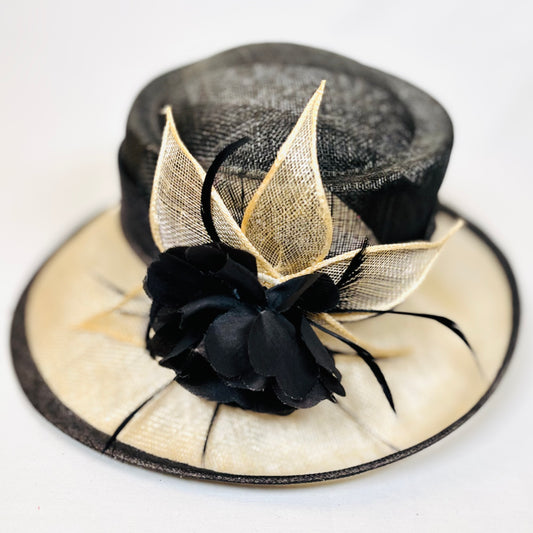 Black and Cream Disc headpiece with structured detail