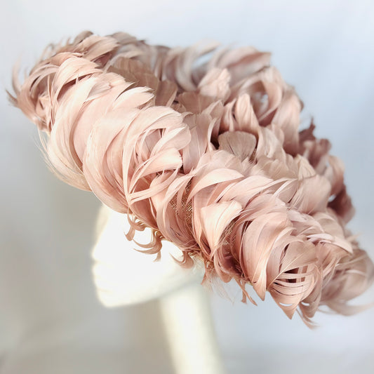 Blush feathered statement headpiece