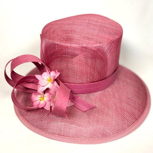Rose pink occasion hat with bow detail