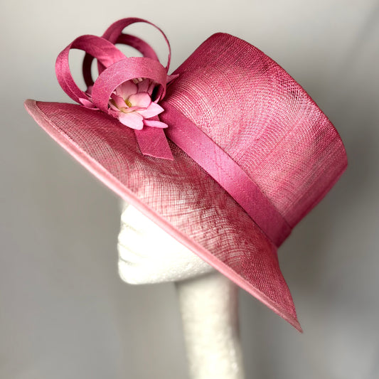 Rose pink occasion hat with bow detail