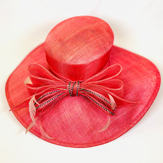 Cerise wide brim occasion hat