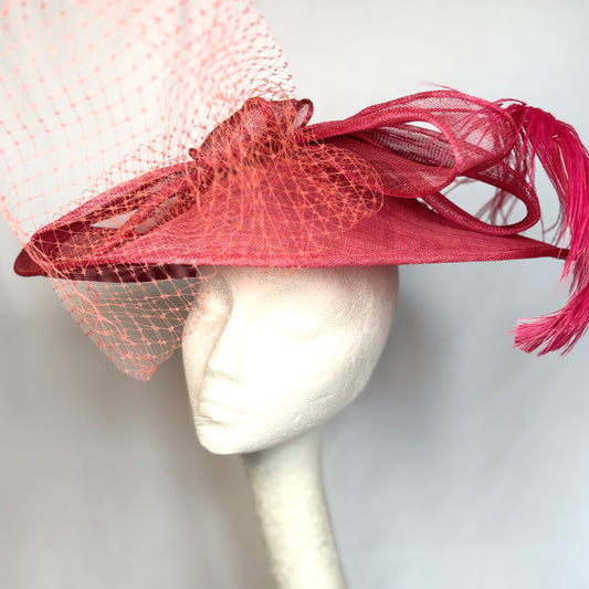 Red hatinator with bow and net design
