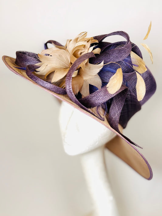 Two tone mauve detailed occasion headpiece
